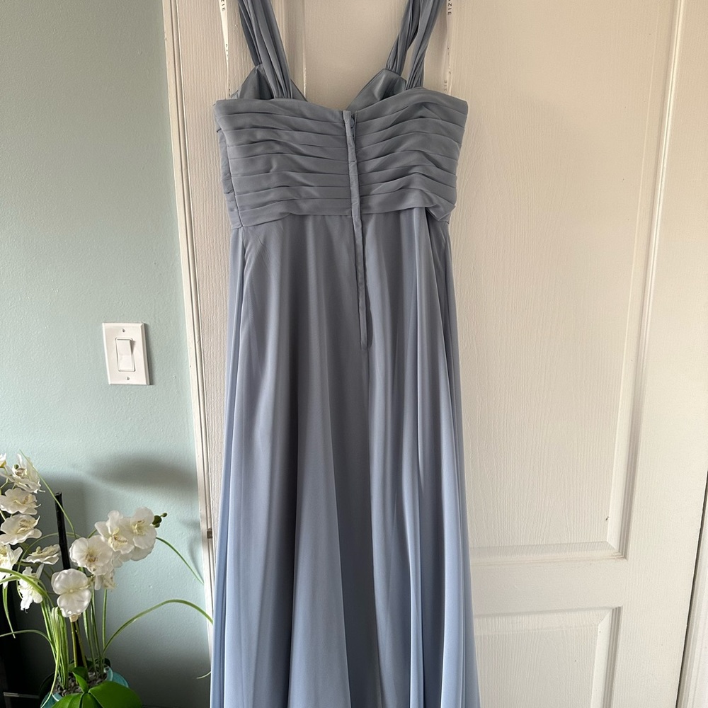 Azazie bridesmaid dress, dusty blue color, size 10, used one time like new - Picture 9 of 11